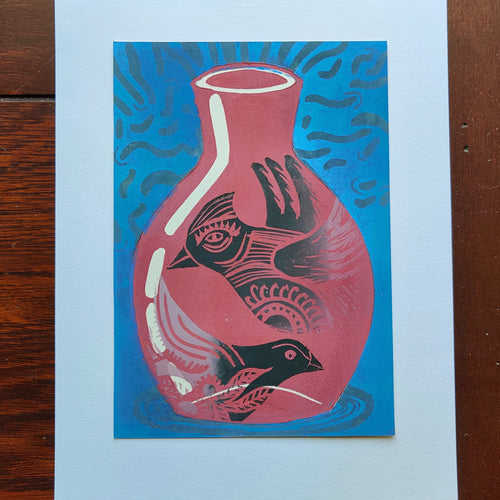 Bottled nr. 7. Birds. Linoleumstryk