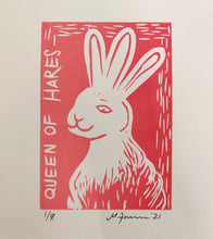 Indlæs billede til gallerivisning Queen of Hares. Linoleumssnit