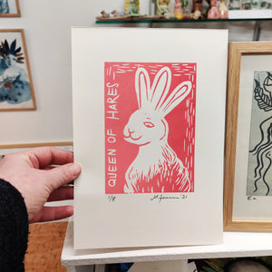 Queen of Hares. Linoleumssnit